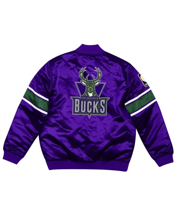 NBA Mitchell & Ness Milwaukee Bucks Heavyweight Purple Satin Jacket