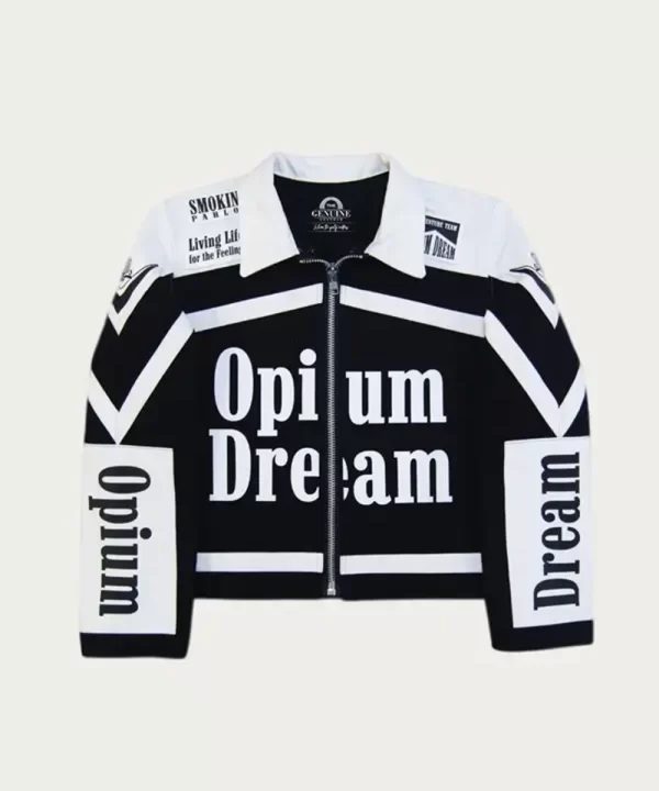 NLE Choppa DOPE Opium Dreams Racing Leather Jacket