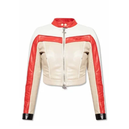 Nathalie Emmanuel Leather White Jacket