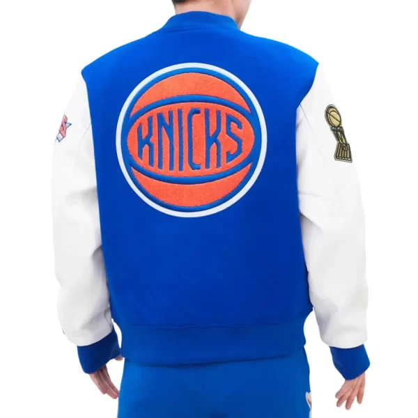 New York Knicks Home Town Royal Wool & Leather Full-Snap Varsity Jacket