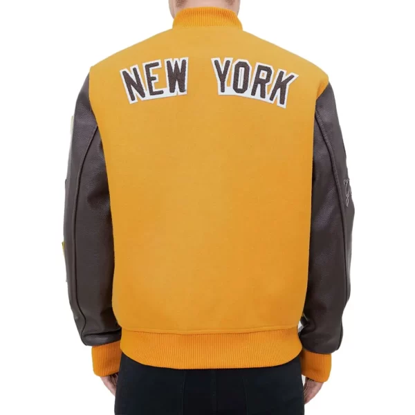 New York Yankees Logo Blended Full-Snap Wool & Leather Varsity Jacket