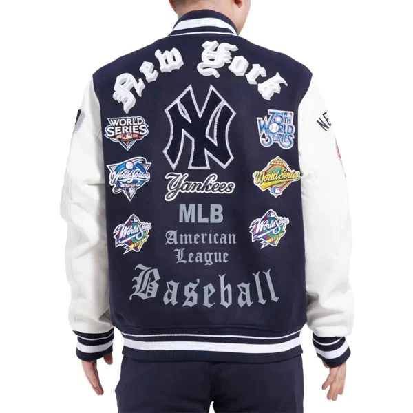 New York Yankees Old English Varsity Full-Snap Wool & Leather Jacket