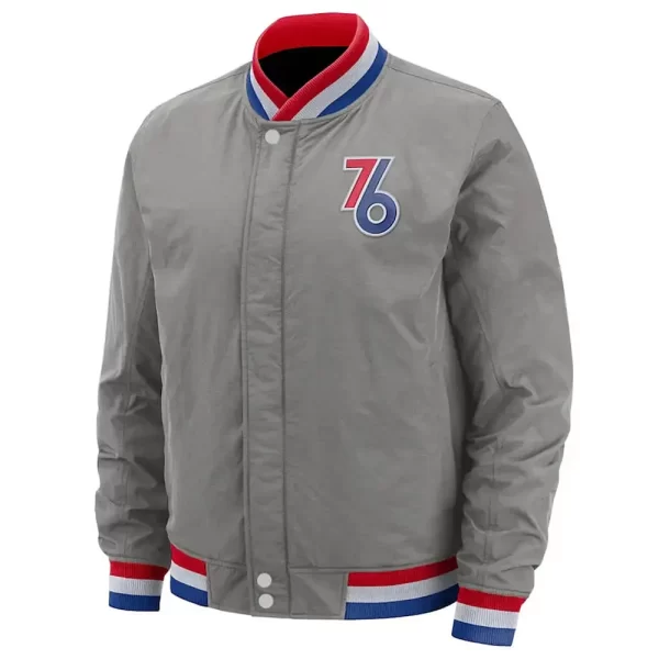 Philadelphia 76ers City Edition Courtside Gray Bomber Jacket