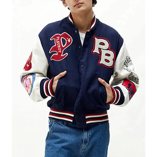 Playboy Championship Varsity Navy and White Jacket