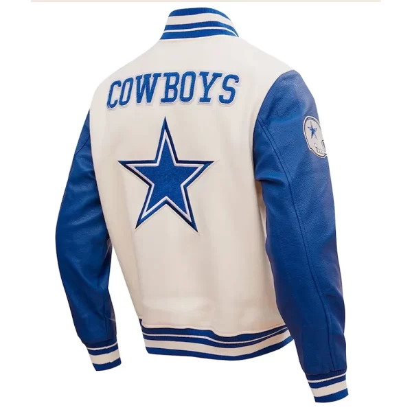 Retro Classic Dallas Cowboys Varsity Wool & Leather Full-Zip Jacket