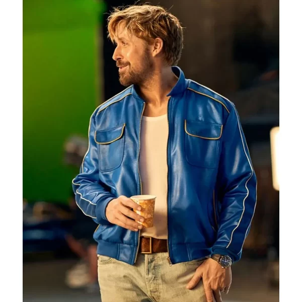 Ryan Gosling The Chase for Carrera Blue Car Leather Jacket