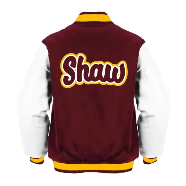 Shaw University Maroon and White Varsity Full-Snap Wool & Leather Jacket