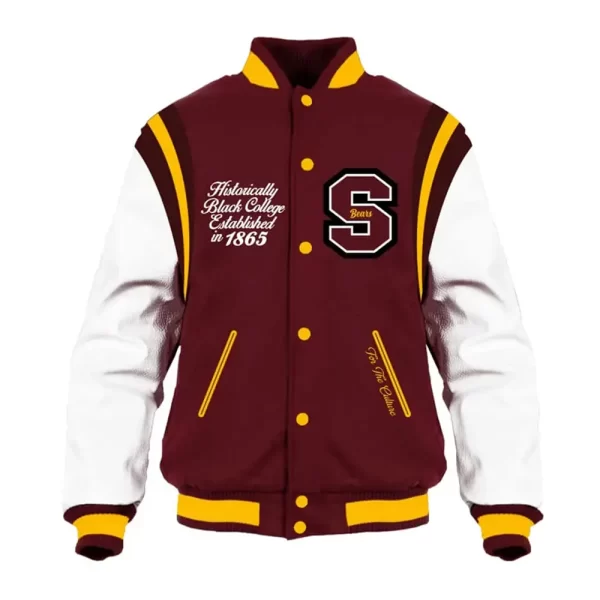 Shaw University Maroon and White Wool Varsity Jacket