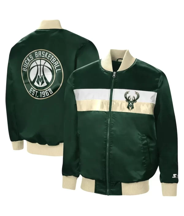 Starter NBA Milwaukee Bucks Ambassador Green Satin Jacket