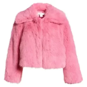 Ted Lasso S03 Juno Temple Pink Faux Fur Jacket