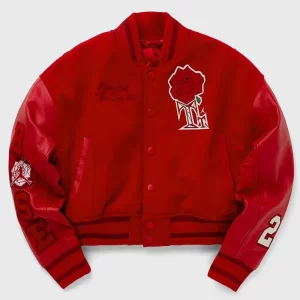 Teyana Taylor Rose Red Wool Varsity Jacket