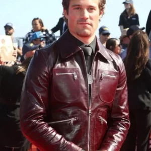 Top Gun Maverick Jake Picking Maroon Leather Jacket