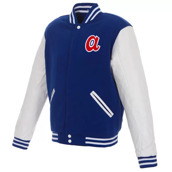 Varsity Atlanta Braves Royal Blue & White Full-Snap Jacket