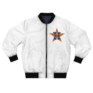 White Houston Astros Bomber Full-Zip Satin Jacket