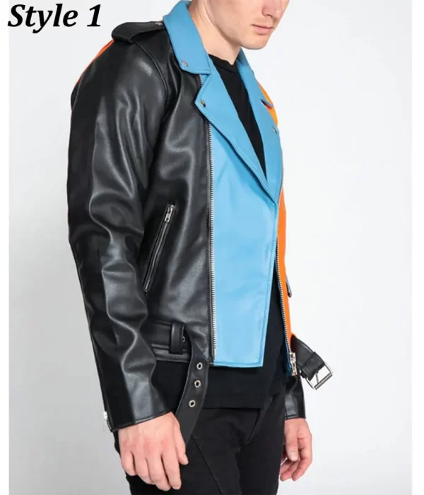 Men’s Asymmetrical Zipper Moto Style Leather Jacket