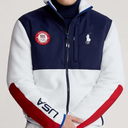 2022 Olympics Closing Ceremony Team USA Navy Blue and White Jacket