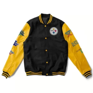 6X Pittsburgh Steelers Super Bowl Champions Yellow & Black Varsity Jacket