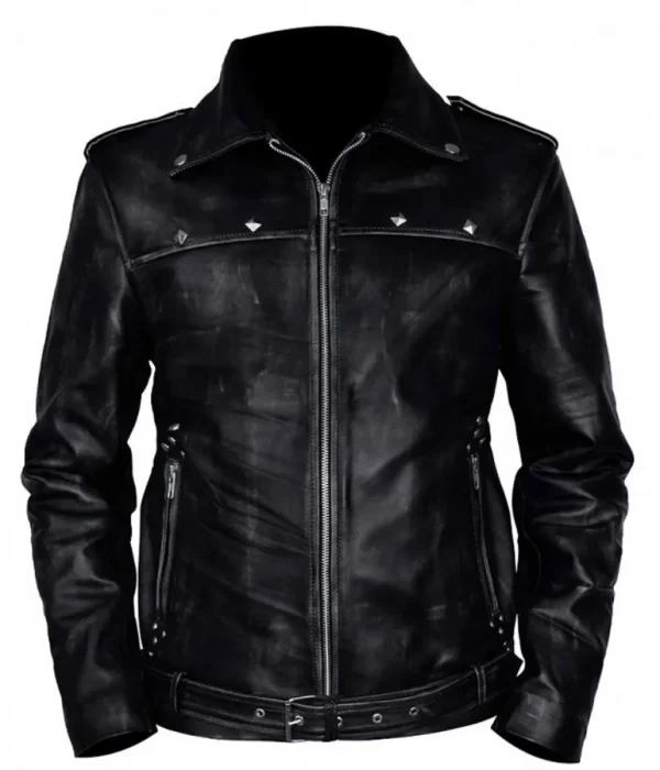 A Long Way Down Aaron Paul Biker Black Leather Jacket
