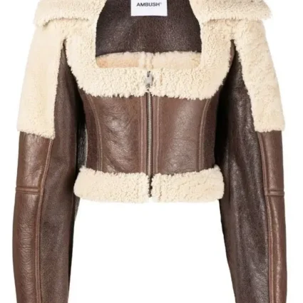 AW22 Cropped Brown Leather Jacket