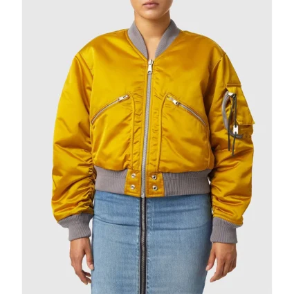 All American GeffriMaya Gold Bomber Satin Jacket