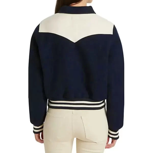 All American S05 Tamia Cooper Varsity Bomber Navy Wool Jacket