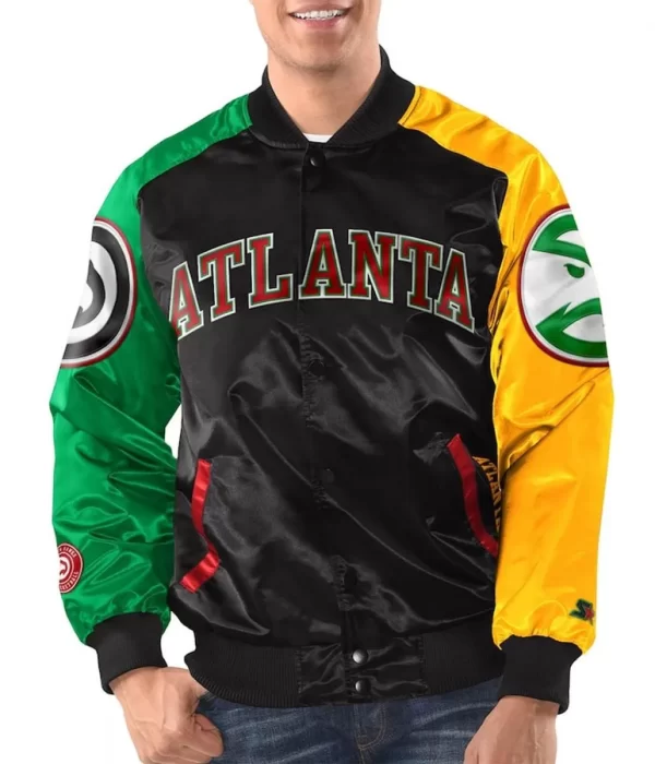 Atlanta Hawks Ty Mopkins Black & Red Varsity Satin Jacket