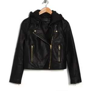 Christina Hall Christina in the Country Leather Hooded Black Jacket