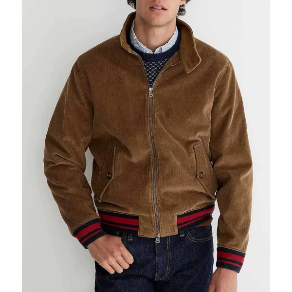 Damson Idris Snowfall Corduroy Brown Varsity Jacket