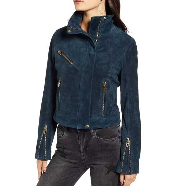 Head of the Class Isabella Gomez Blue Suede Leather Jacket