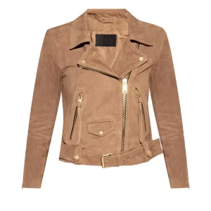 Head of the Class Isabella Gomez Tan Brown Suede Jacket