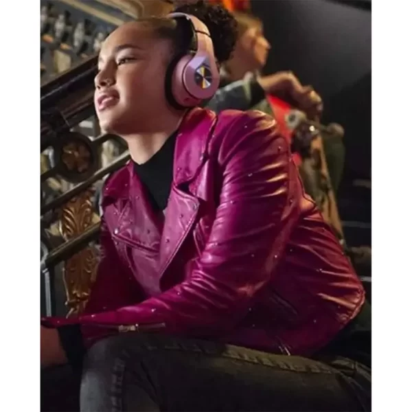 High School Musical Sofia Wylie Hot Pink Studded Leather Jacket