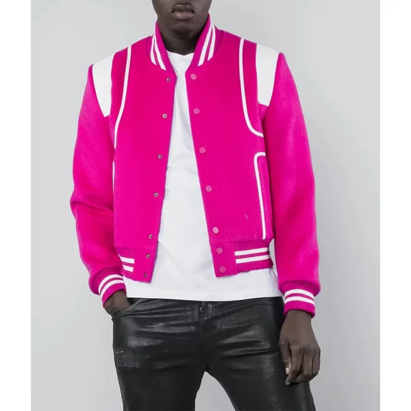 Jabari Banks Bel-Air Gamble Varsity Pink Jacket