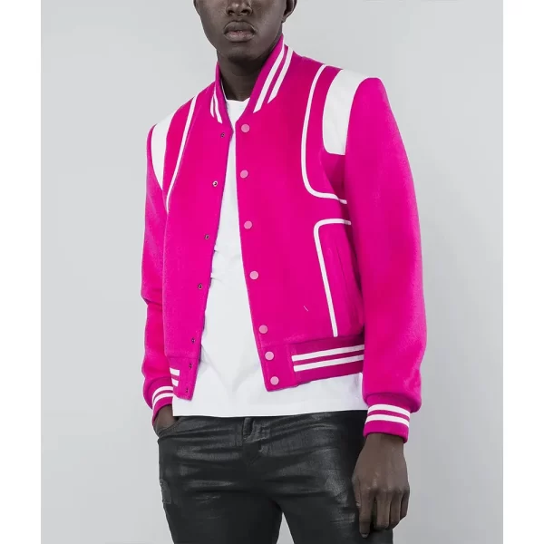 Jabari Banks Bel-Air Will Smith Gamble Varsity Pink Wool Jacket