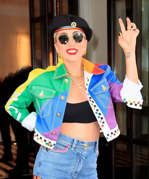 Lady Gaga Rainbow Faux Leather Jacket