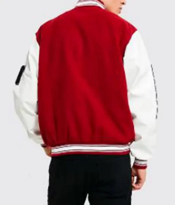Letterman Patches B Varsity Bomber With Leather Look Sleeves