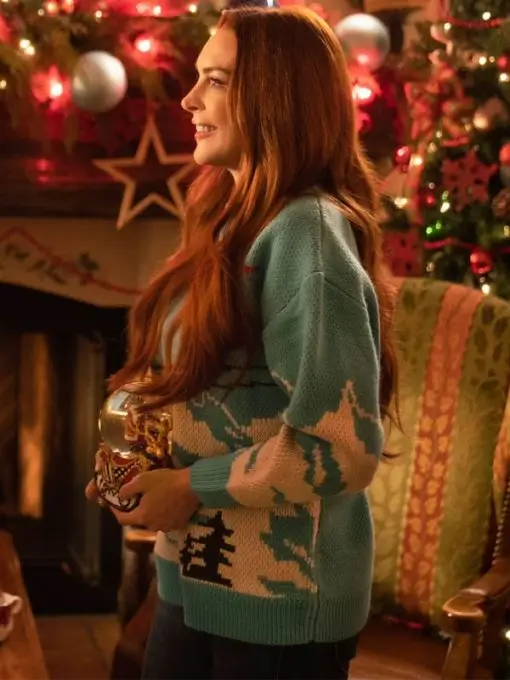 Lindsay Lohan Falling For Christmas Cardigans