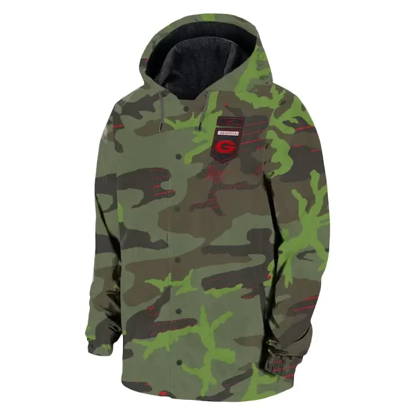 Men’s Georgia Bulldogs Green Military Camo Hooded Jacket