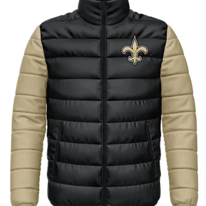 New Orleans Saints Black and Beige Puffer Jacket