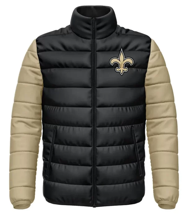 New Orleans Saints Black and Beige Puffer Jacket