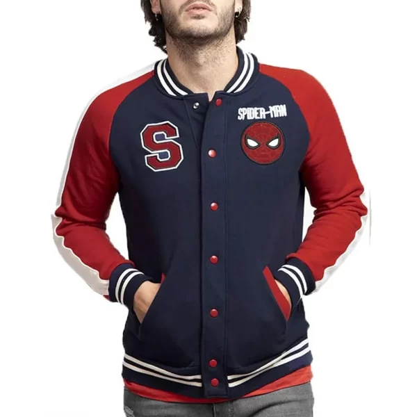 Spiderman Navy and Red Letterman Jacket