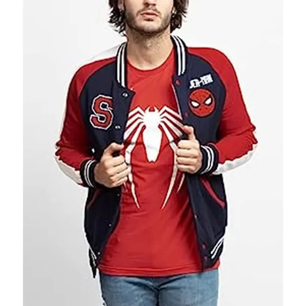 Spiderman Navy and Red Letterman Jackets