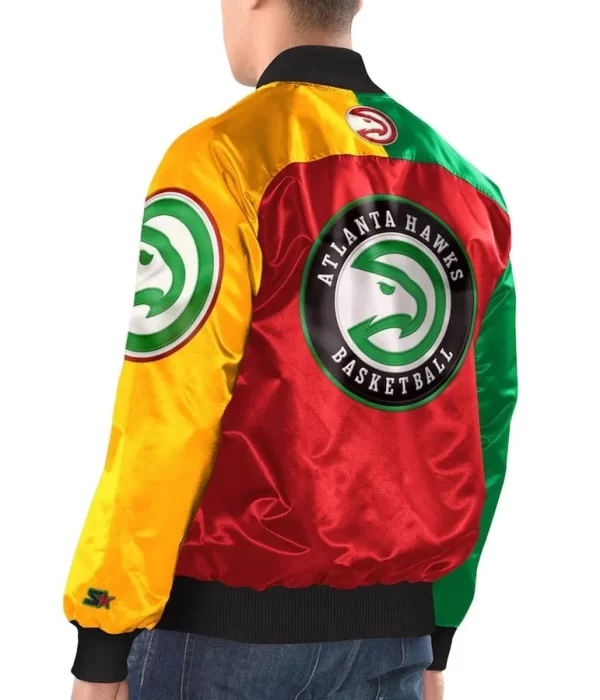 Starter Black and Red Atlanta Hawks Ty Mopkins Varsity Satin Jacket