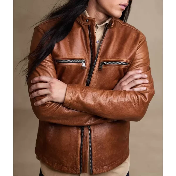 The Bold and The Beautiful Ridge Forrester Biker Brown Leather Jacket