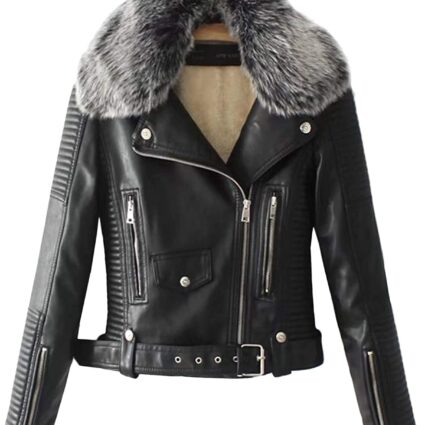 Women Biker Faux Leather Faux Jacket