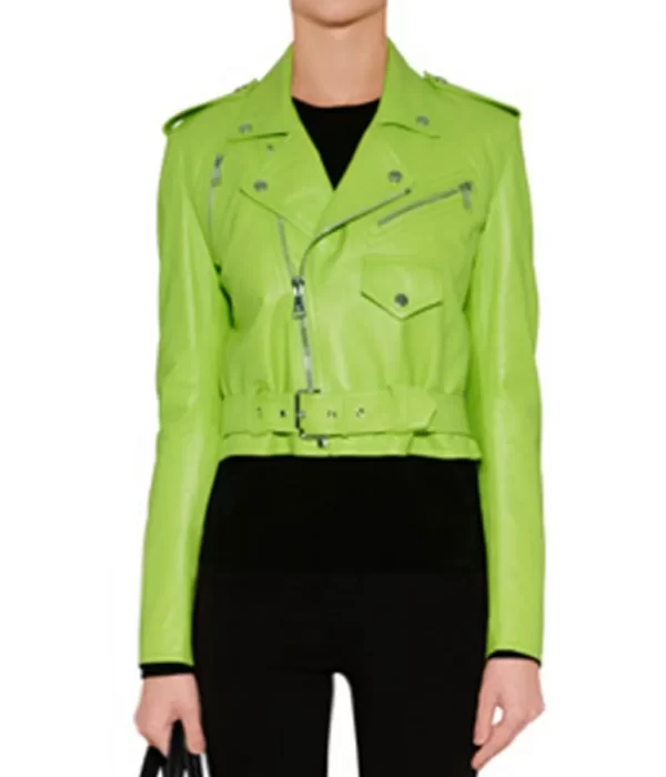 Women’s Lime Leather Motorcycle Jacket
