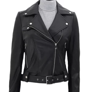 1UP Ruby Rose Biker Black Leather Jacket
