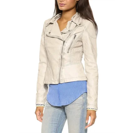 2 Broke Girls S06 Beth Behrs Cream Leather Jacket