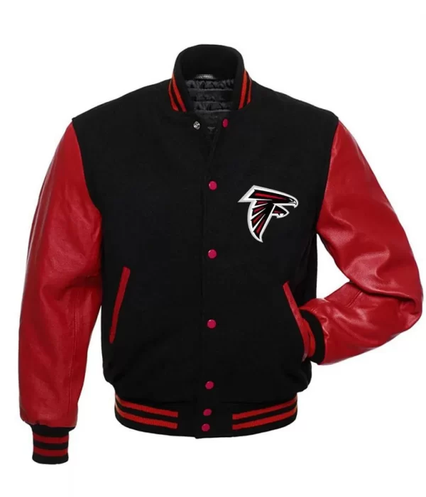 Atlanta Falcons Red and Black Wool Letterman Jacket