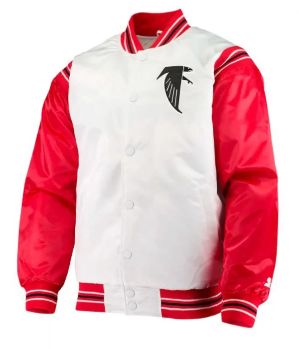 Atlanta Falcons Red and White Starter Satin Varsity Jacket