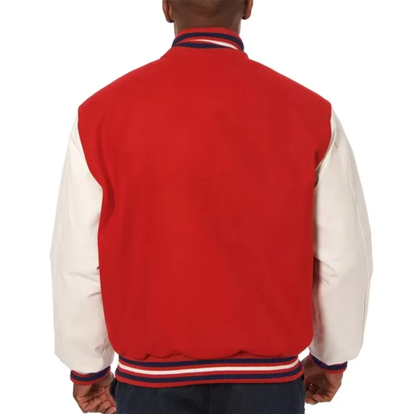 Atlanta Falcons Red and White Two-Tone Wool & Leather Varsity Jacket